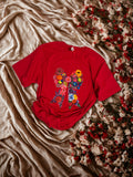 Medium Bella canva red tshirt with flower bow