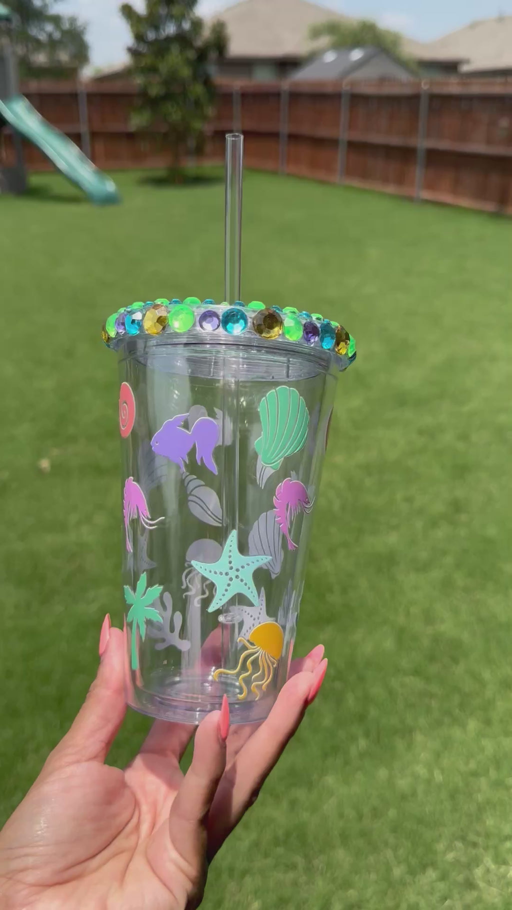 Beach summer sea 24oz acrylic cup